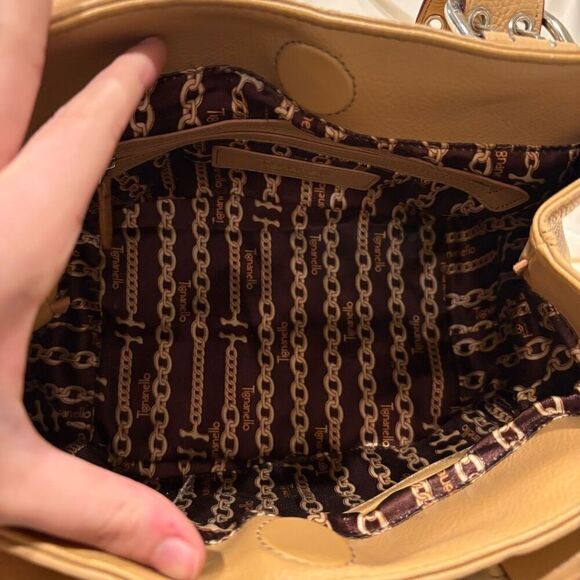 Tignanello Camel Tan Pebbled Leather Satchel Handbag Purse ECU - Picture 8 of 12